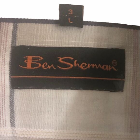 Ben Sherman Long Sleeve Brown Plaid Collared Shirt - Picture 3 of 4